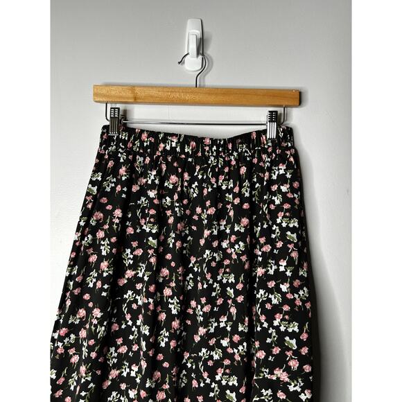 Tiered Maxi Skirt Dark Floral Women's Medium Front Slit Witchy Whimsigoth Grunge - Picture 4 of 8